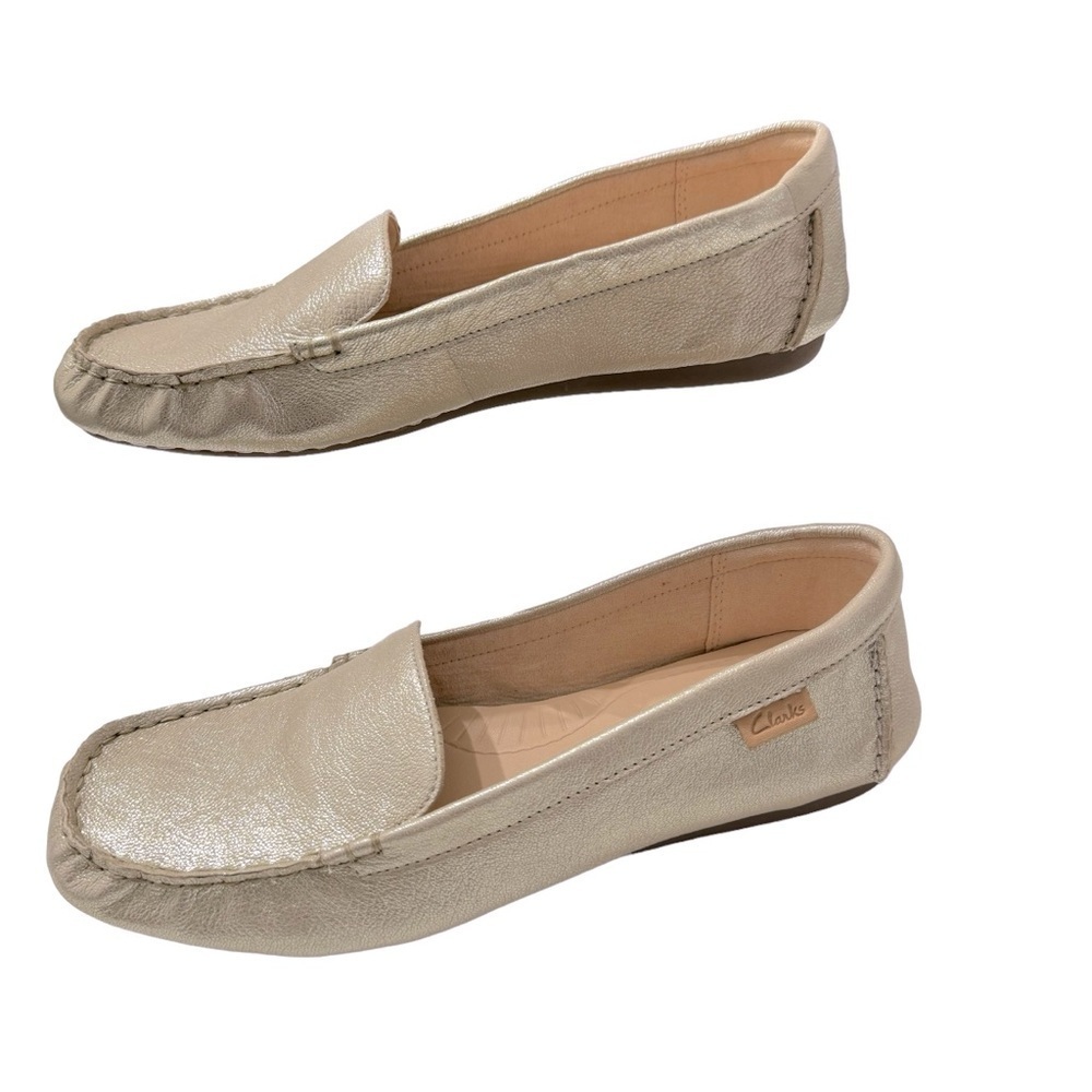 Clarks Women's Freckle Walk Mule, Champagne Leather Flats‎ Sz 9